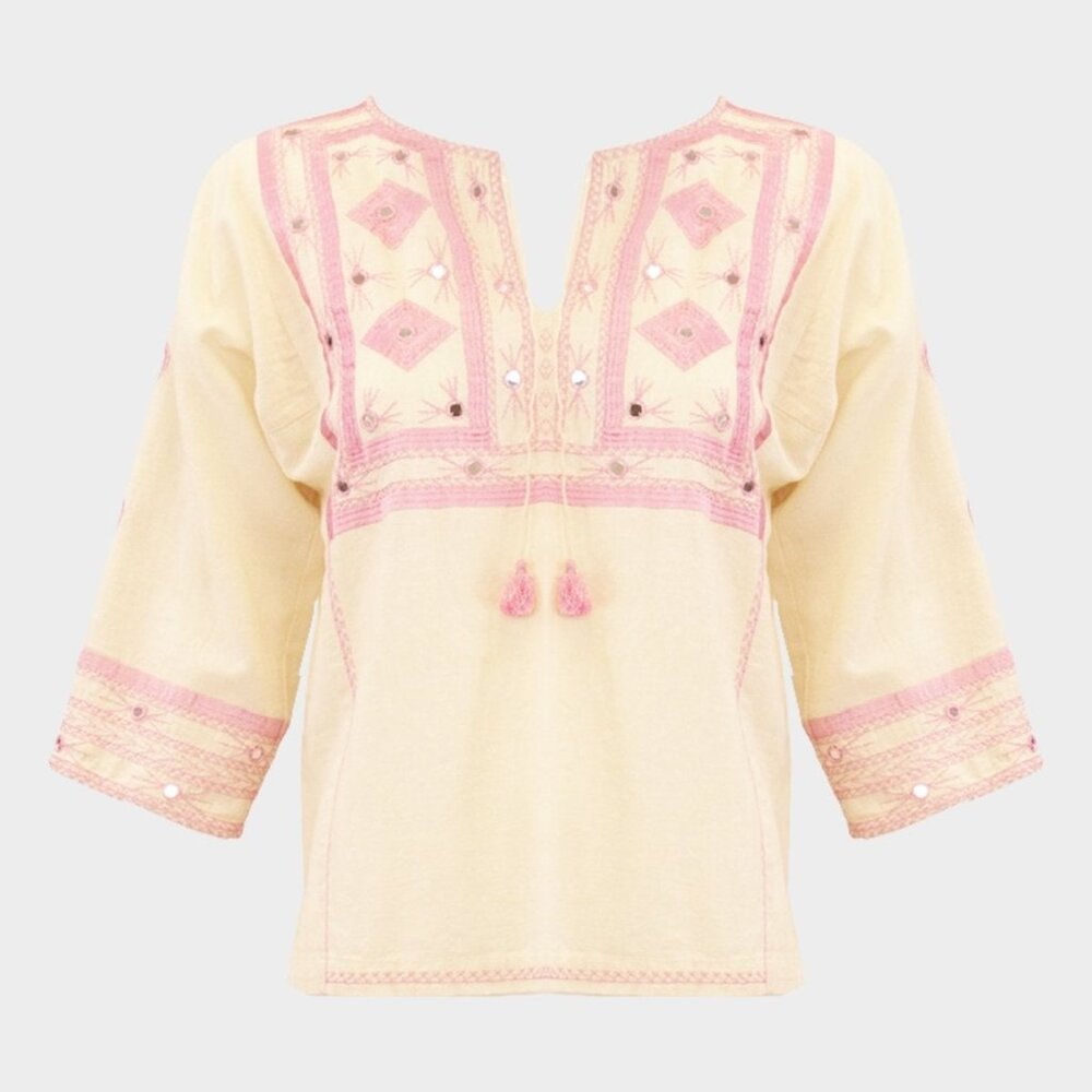 MAISON HOTEL  Clea Blouse in Ecru Coral